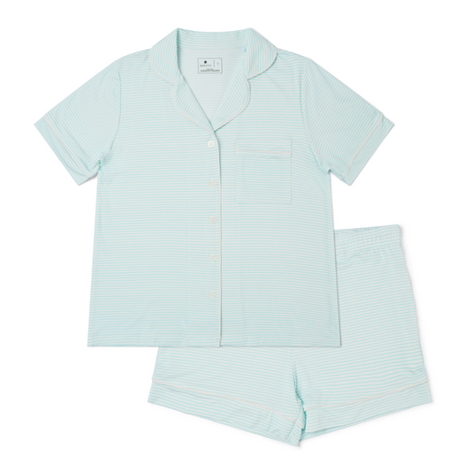 Cloud Stripe Short Sleeve & Shorts Bamboo Women's Pajama Set