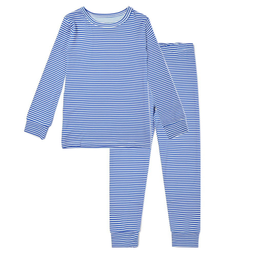 Cobalt Stripe Bamboo Toddler Pajama Set - BIG FRENCHIES