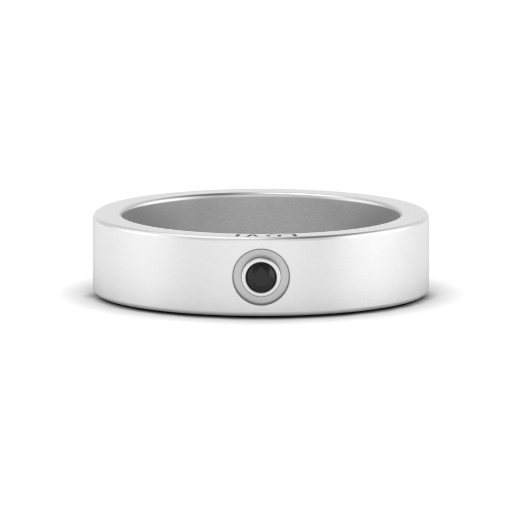 Flat Single Stone Mens Band Engraved