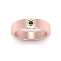 Flat Single Stone Mens Band Engraved