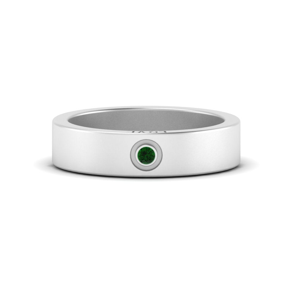 Flat Single Stone Mens Band Engraved