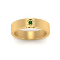 Flat Single Stone Mens Band Engraved