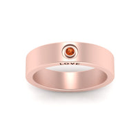 Flat Single Stone Mens Band Engraved