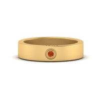 Flat Single Stone Mens Band Engraved