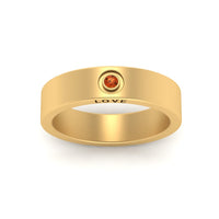 Flat Single Stone Mens Band Engraved