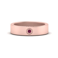 Flat Single Stone Mens Band Engraved