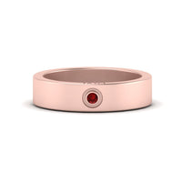 Flat Single Stone Mens Band Engraved