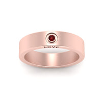 Flat Single Stone Mens Band Engraved