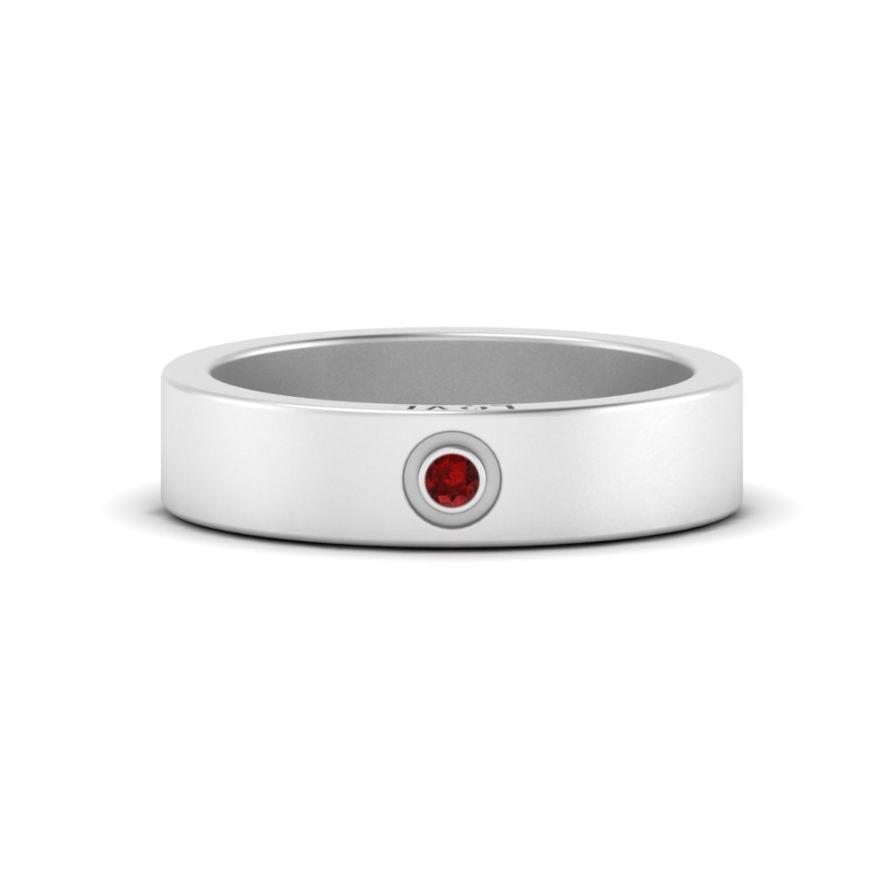 Flat Single Stone Mens Band Engraved