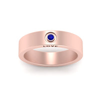 Flat Single Stone Mens Band Engraved