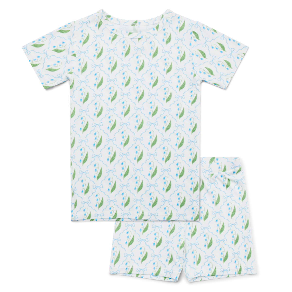 Bluebell Bows Short Sleeve & Shorts Bamboo Toddler Pajama Set - BIG FRENCHIES
