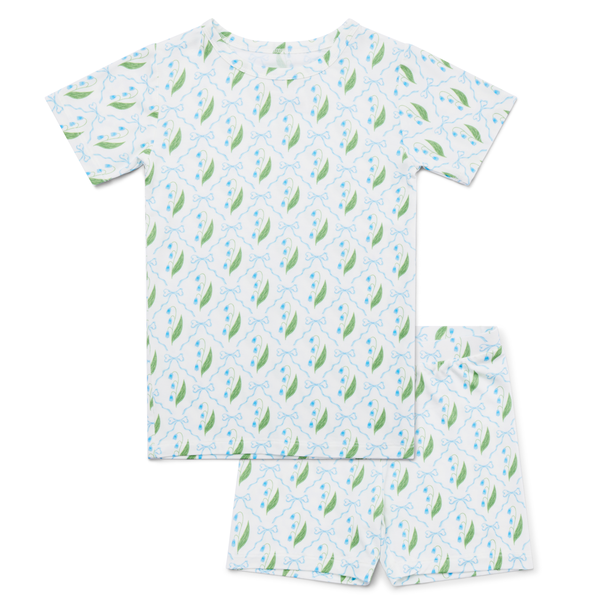 Bluebell Bows Short Sleeve & Shorts Bamboo Toddler Pajama Set - BIG FRENCHIES