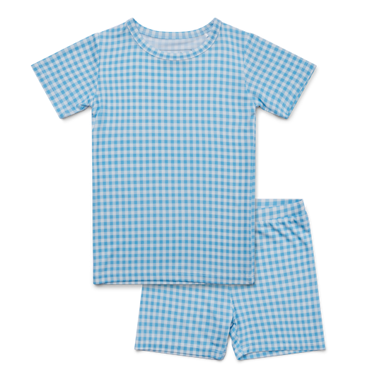 Harbor Gingham Short Sleeve & Shorts Bamboo Toddler Pajama Set - BIG FRENCHIES