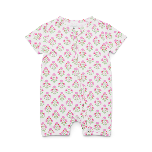 Pink Posy Short Sleeve & Shorts Bamboo Sleeper - BIG FRENCHIES