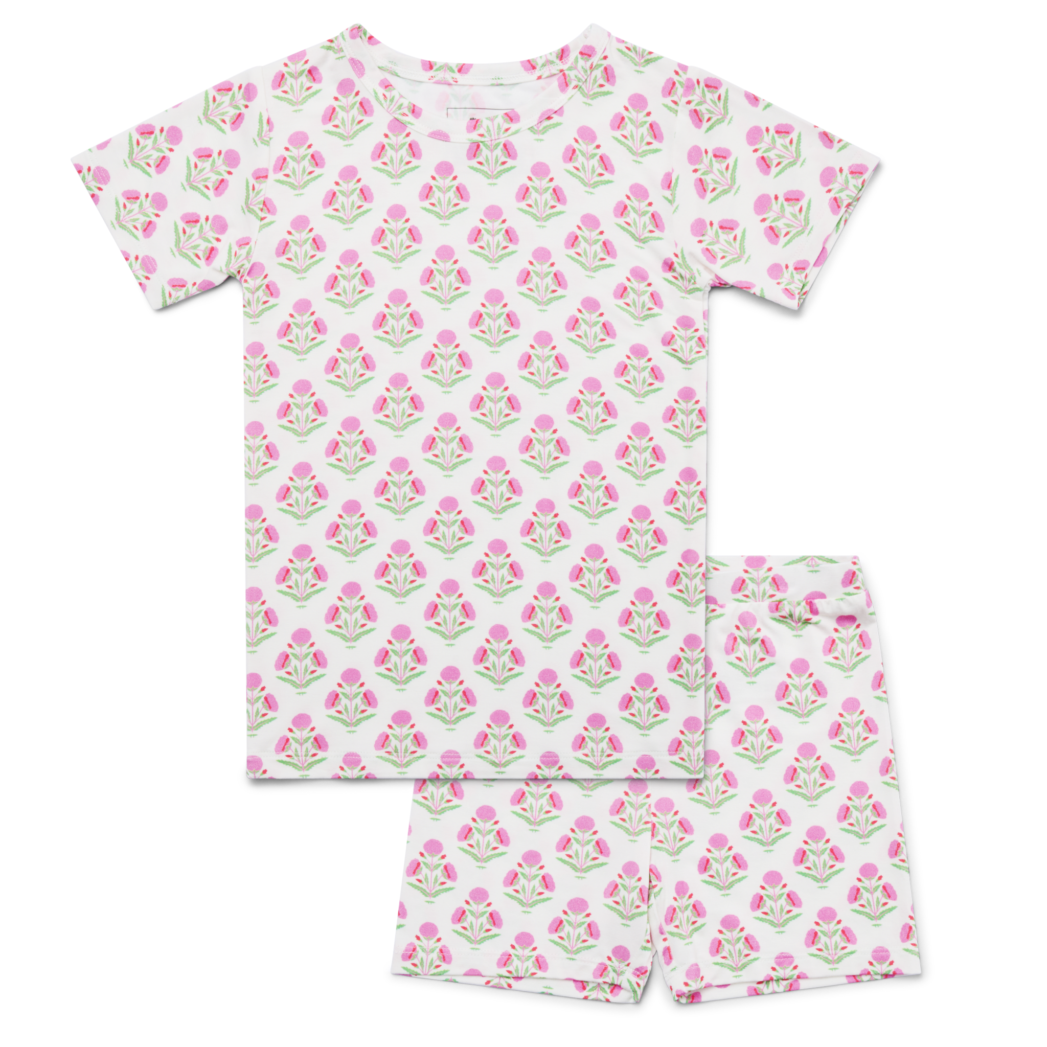 Pink Posy Short Sleeve & Shorts Bamboo Toddler Pajama Set - BIG FRENCHIES