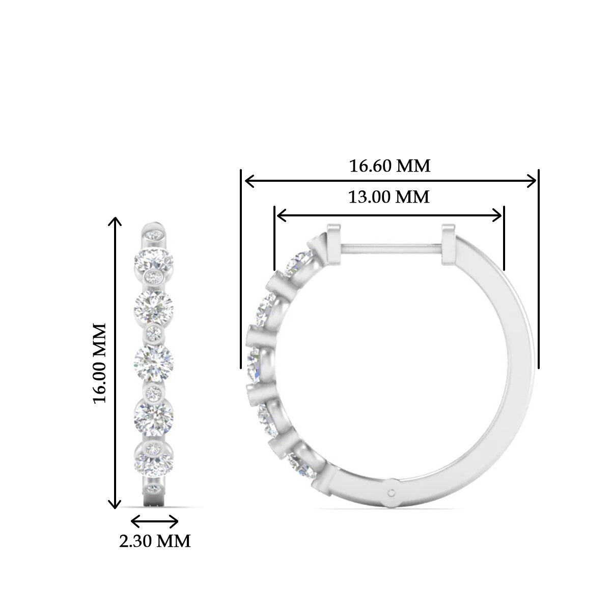 Floating Bezel Diamond Huggie Earring