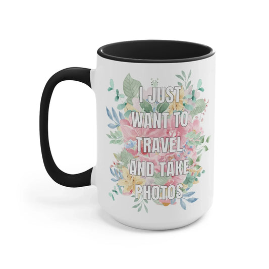 Floral Aesthetic Gift for Photographer Who Loves to Travel: 15 Oz Coffee Mug - BIG FRENCHIES