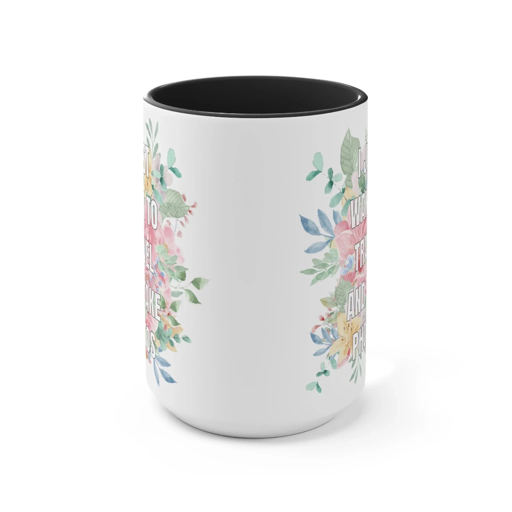 Floral Aesthetic Gift for Photographer Who Loves to Travel: 15 Oz Coffee Mug - BIG FRENCHIES
