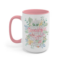 Floral Aesthetic Gift for Photographer Who Loves to Travel: 15 Oz Coffee Mug - BIG FRENCHIES