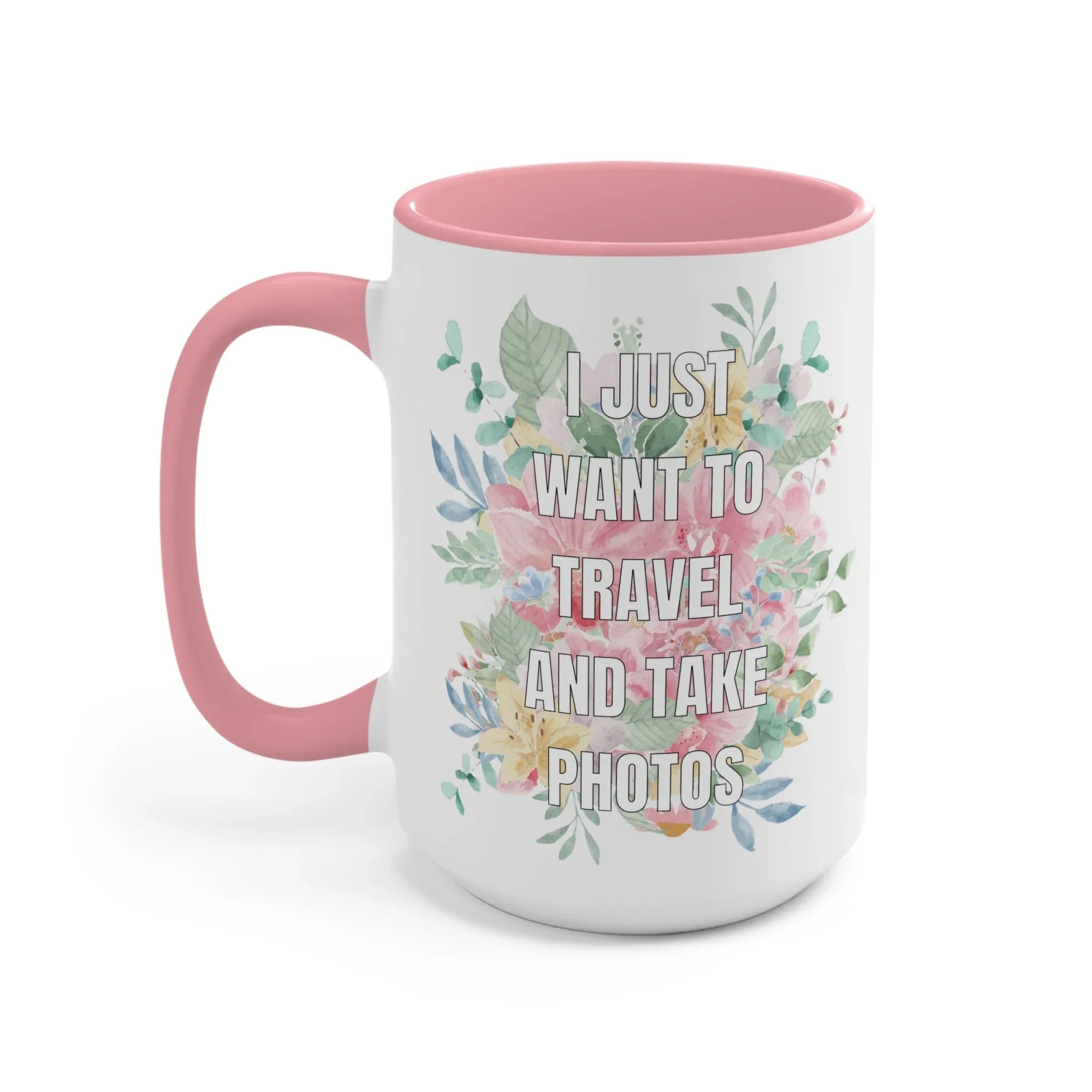 Floral Aesthetic Gift for Photographer Who Loves to Travel: 15 Oz Coffee Mug - BIG FRENCHIES
