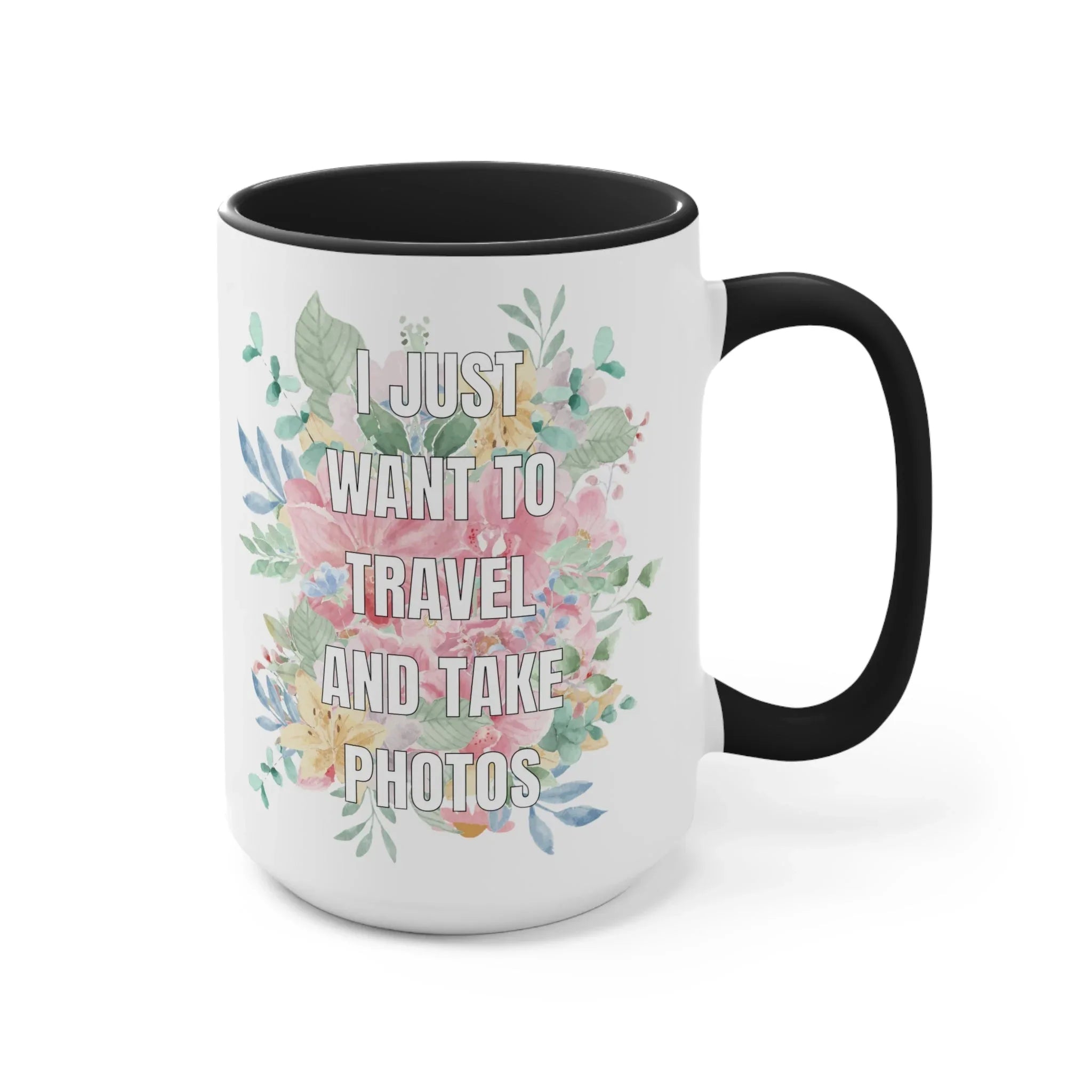 Floral Aesthetic Gift for Photographer Who Loves to Travel: 15 Oz Coffee Mug - BIG FRENCHIES