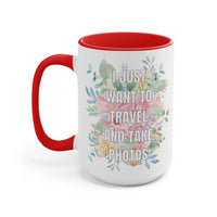 Floral Aesthetic Gift for Photographer Who Loves to Travel: 15 Oz Coffee Mug - BIG FRENCHIES