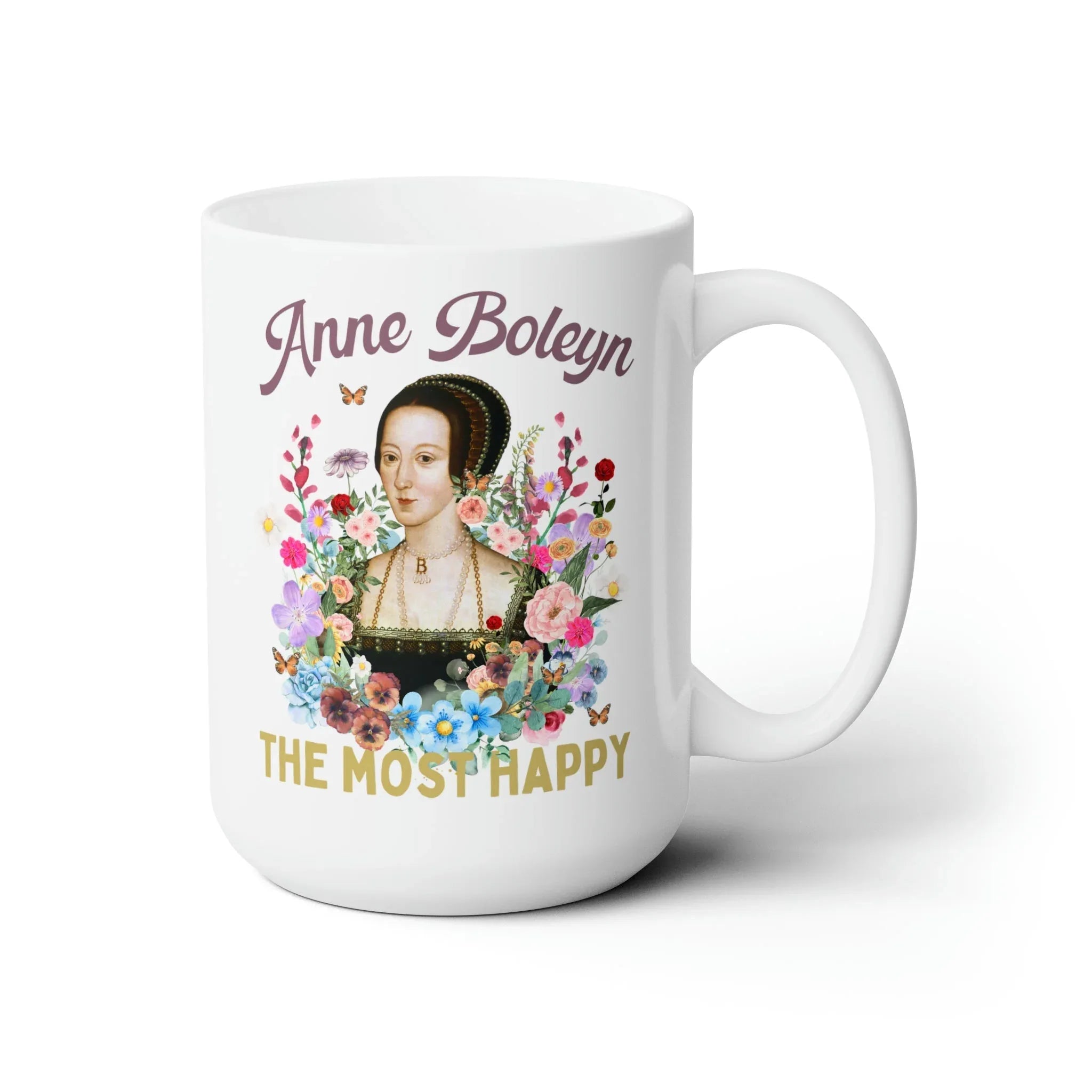 Floral Anne Boleyn Mug for History Lover: 15 Oz Coffee Mug - BIG FRENCHIES