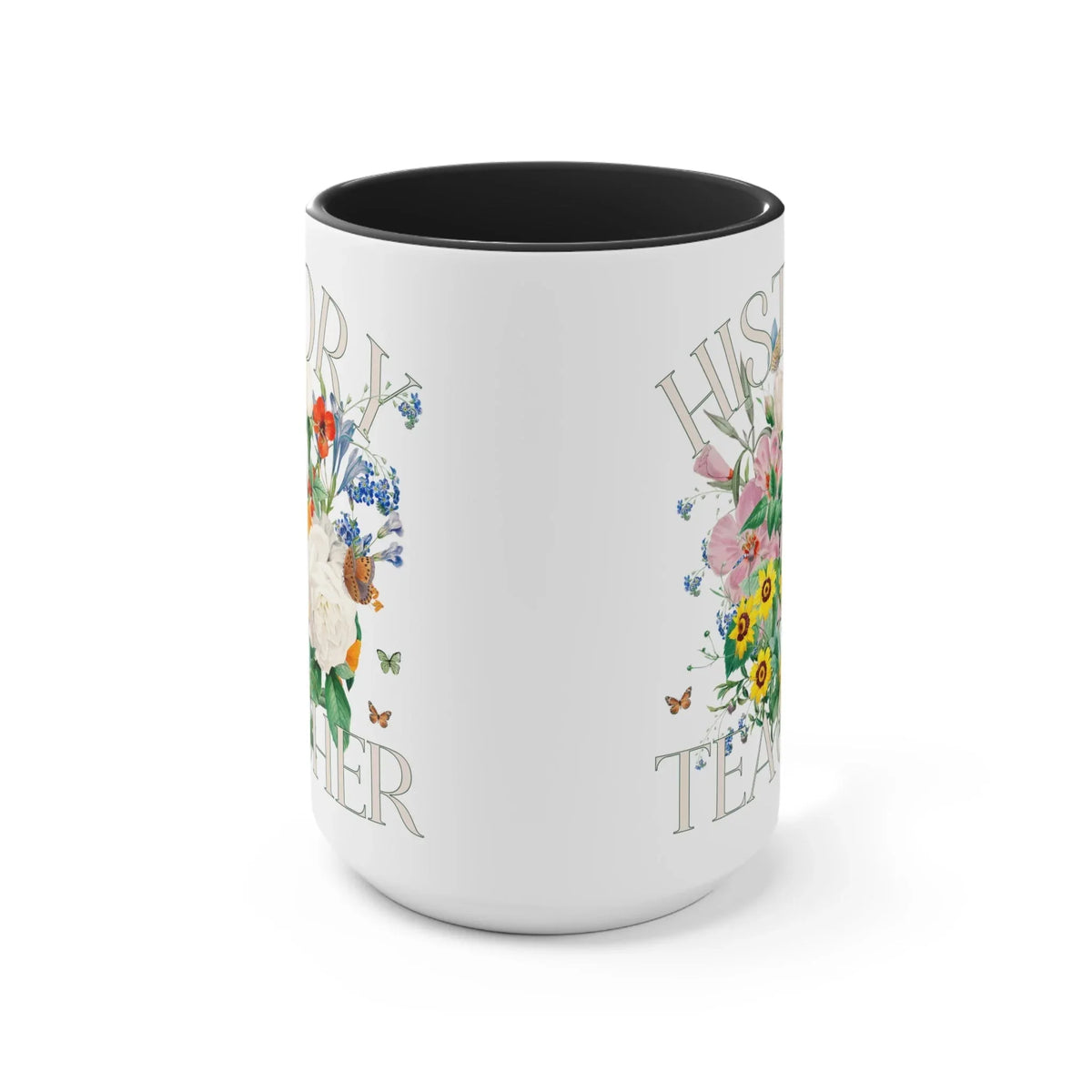 Floral Coffee Mug for History Teacher: 15 Oz Coffee Mug | Boho Vintage Botanical Mug - BIG FRENCHIES