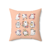 Floral Ghost Pillow for Halloween: Pastel Goth Groovy Ghost with Flowers and Boho Butterflies - BIG FRENCHIES