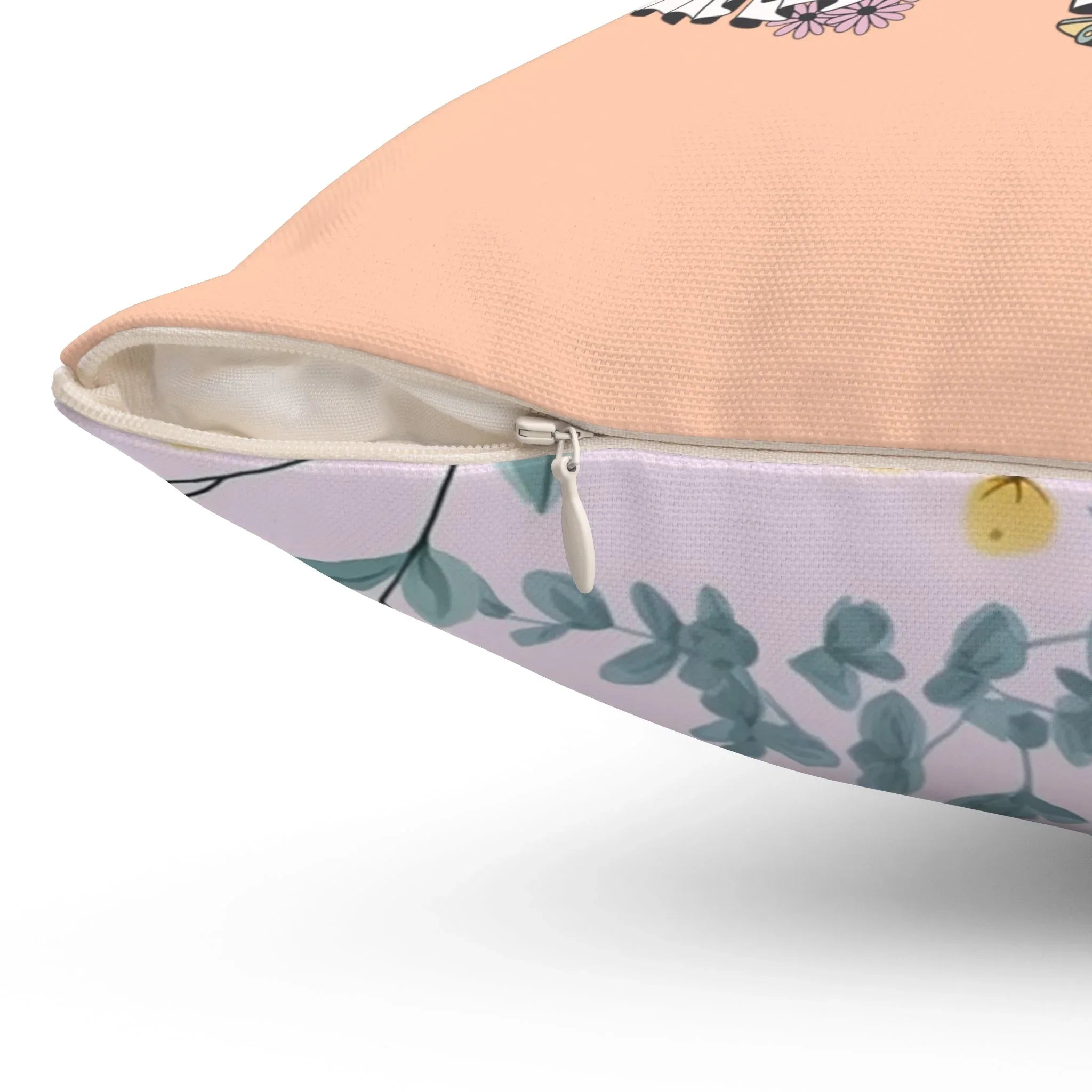 Floral Ghost Pillow for Halloween: Pastel Goth Groovy Ghost with Flowers and Boho Butterflies - BIG FRENCHIES