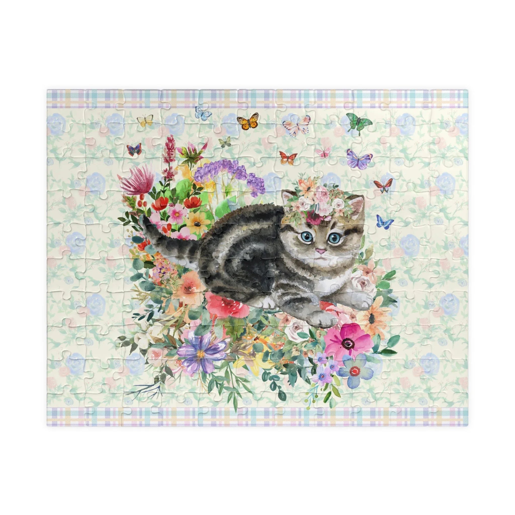 Floral Kitten Puzzle with Butterflies - BIG FRENCHIES