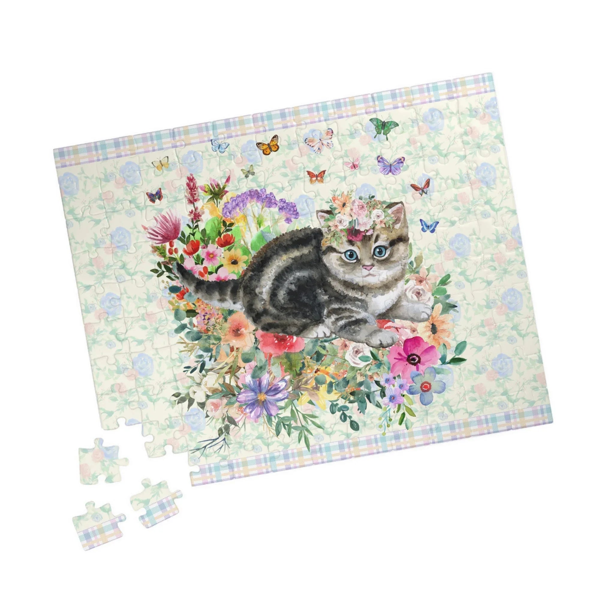 Floral Kitten Puzzle with Butterflies - BIG FRENCHIES