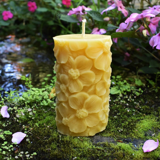 Floral Pillar Beeswax Candle - BIG FRENCHIES