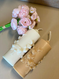 Floral Pillar Scented Candle - Eco-Friendly Soy Wax Aroma