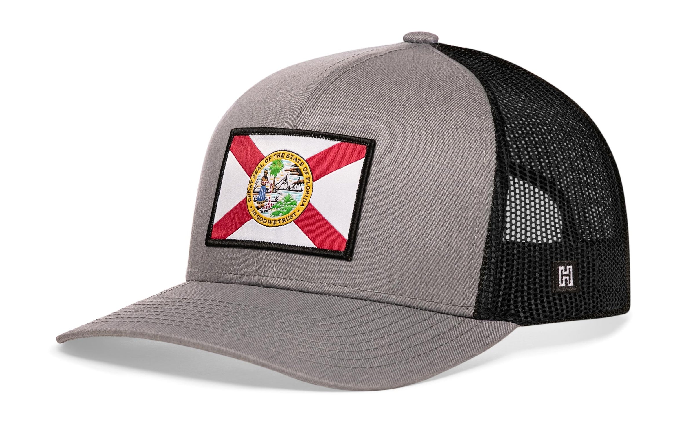 Florida Flag Trucker Hat  |  Gray-Black FL Snapback