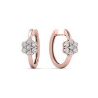 Flower Small 2 Tone Hoop Huggie Earrings