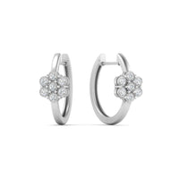 Flower Small 2 Tone Hoop Huggie Earrings