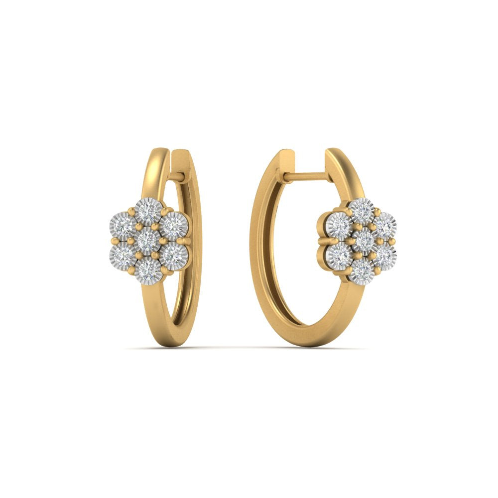 Flower Small 2 Tone Hoop Huggie Earrings