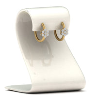 Flower Small 2 Tone Hoop Huggie Earrings