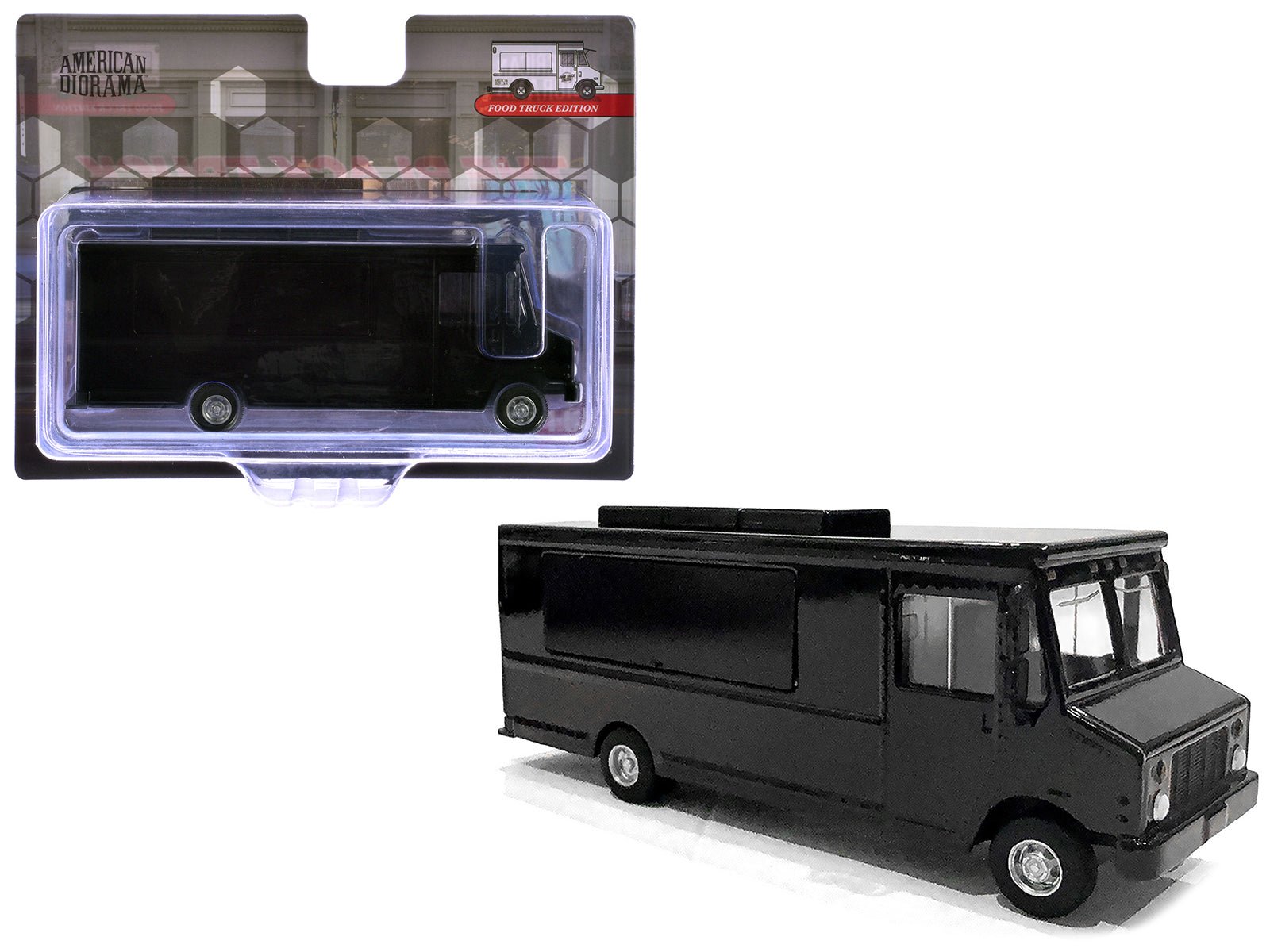 Food Truck Plain Black 1/64 Diecast Model by American Diorama  free shipping USA