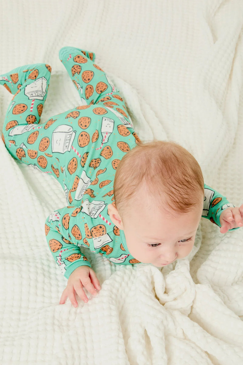 Soft & Stretchy Zipper Footie - Milk and Cookies - BIG FRENCHIES