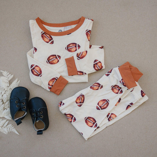 Football Print 2pc Bamboo Pajamas - BIG FRENCHIES