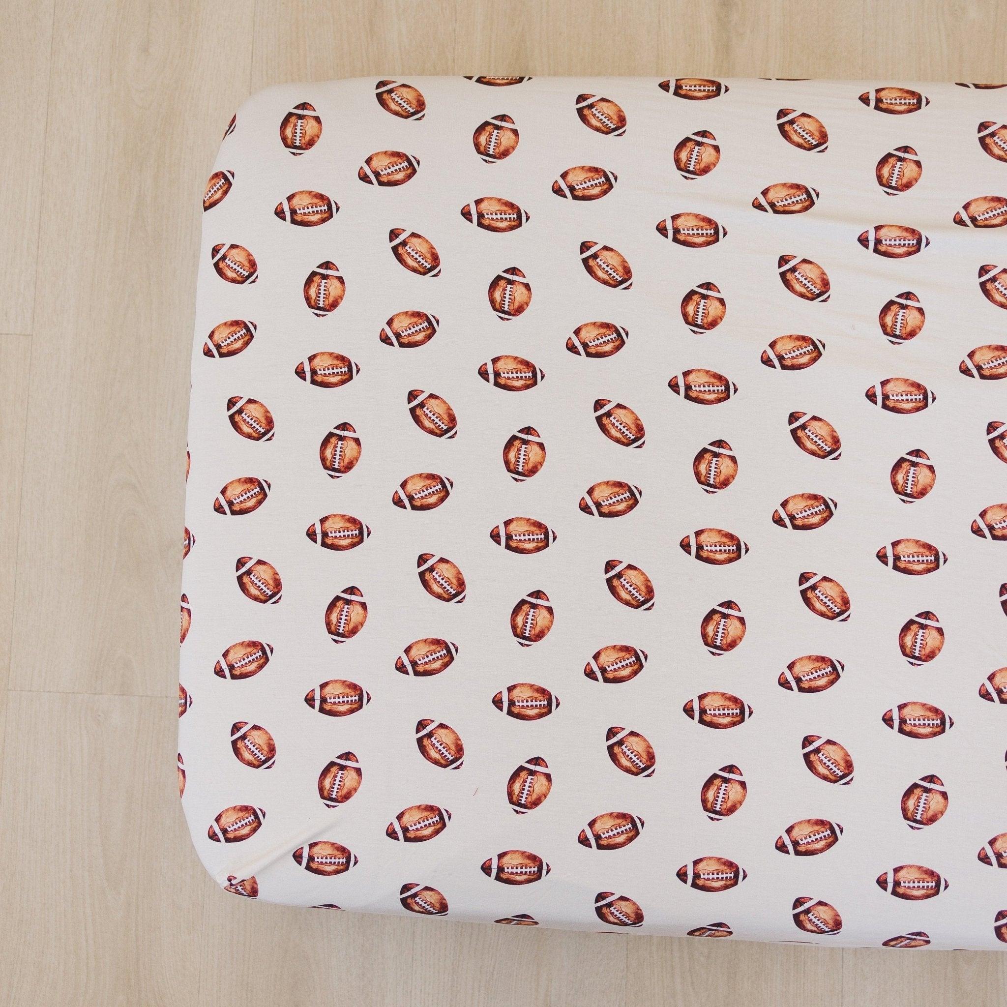 Football Print Bamboo Crib Sheet - BIG FRENCHIES