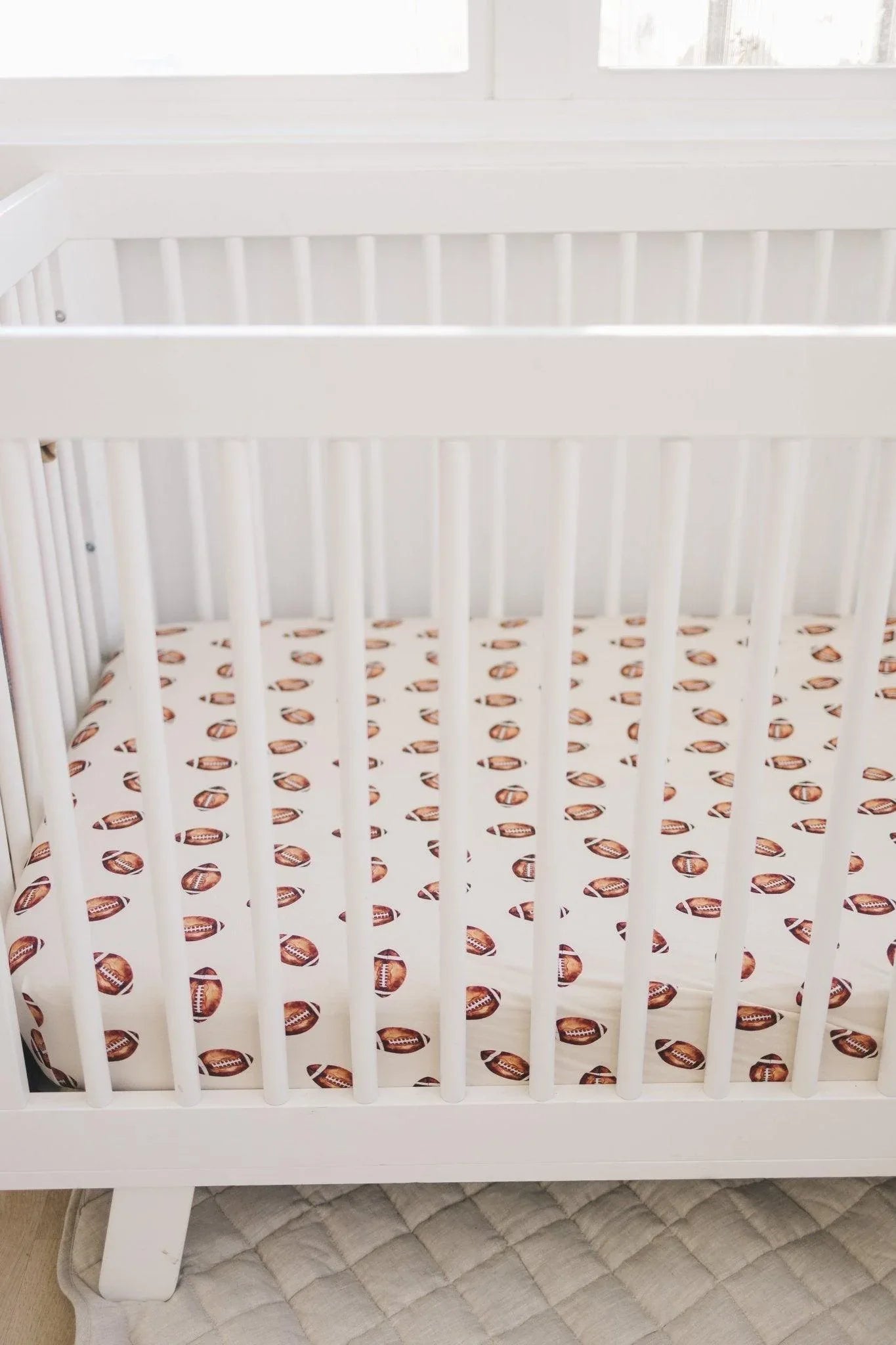 Football Print Bamboo Crib Sheet - BIG FRENCHIES