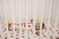 Football Print Bamboo Crib Sheet - BIG FRENCHIES