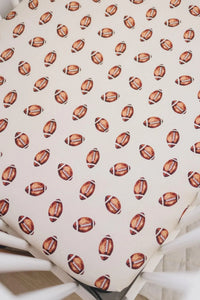 Football Print Bamboo Crib Sheet - BIG FRENCHIES