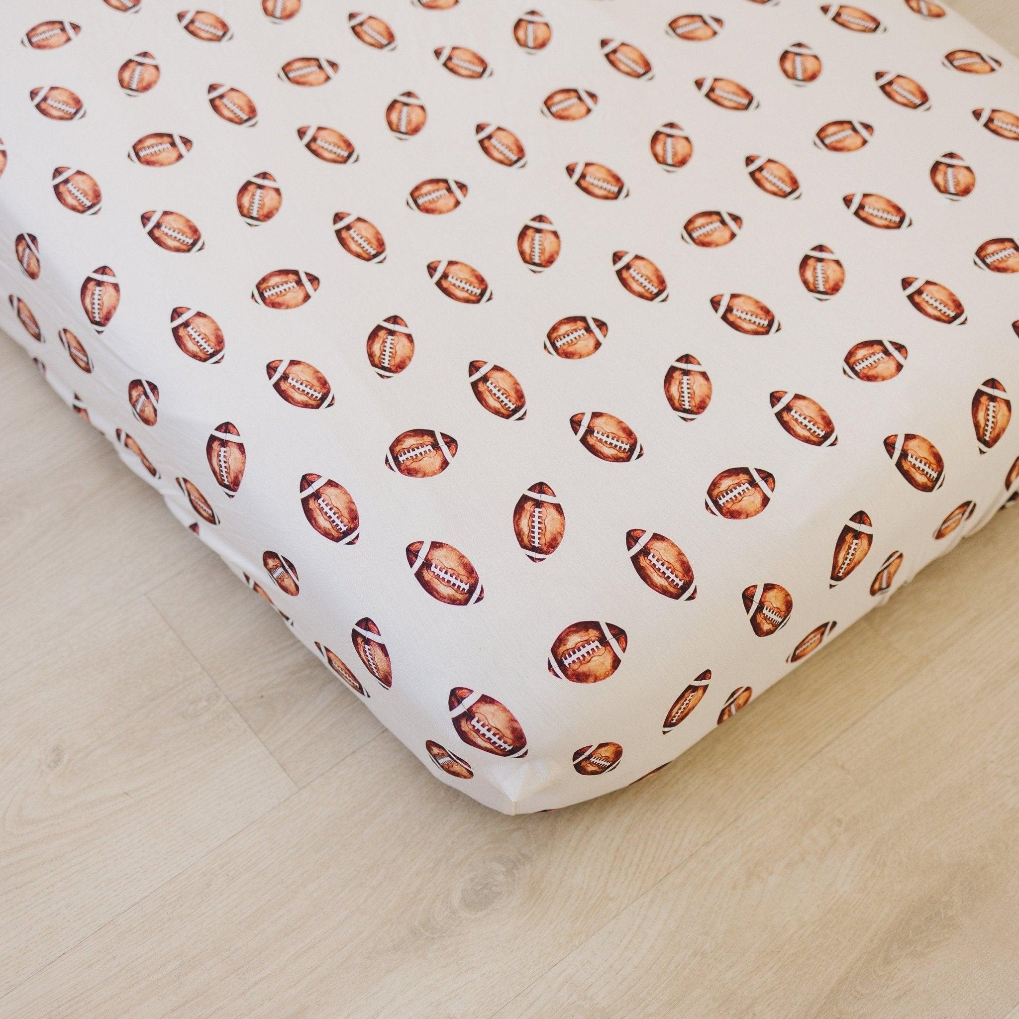 Football Print Bamboo Crib Sheet - BIG FRENCHIES