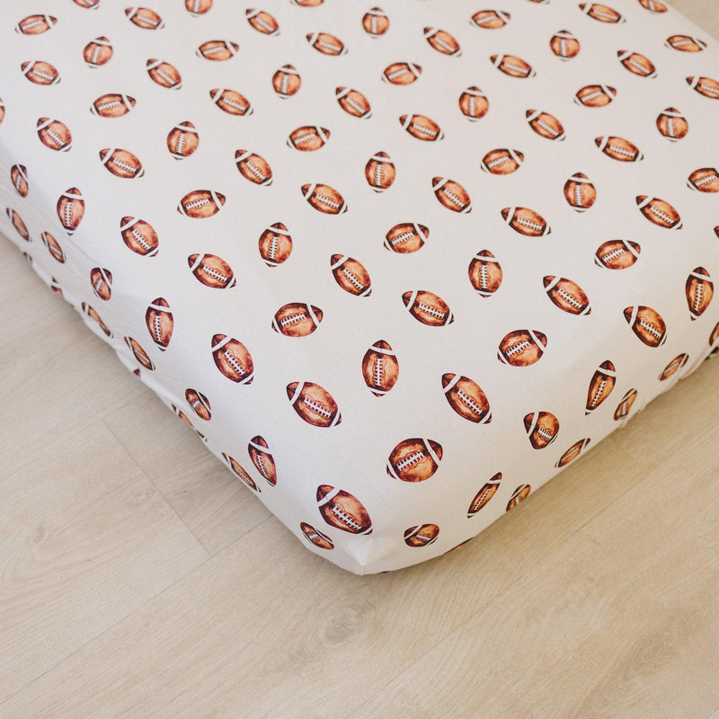 Football Print Bamboo Crib Sheet - BIG FRENCHIES