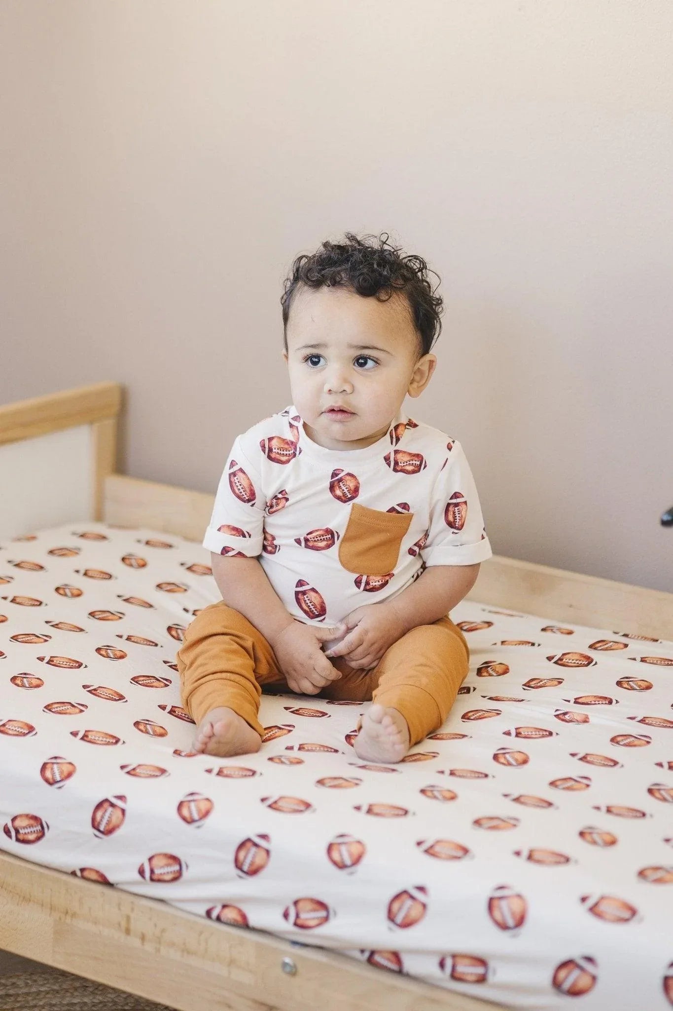 Football Print Bamboo Crib Sheet - BIG FRENCHIES