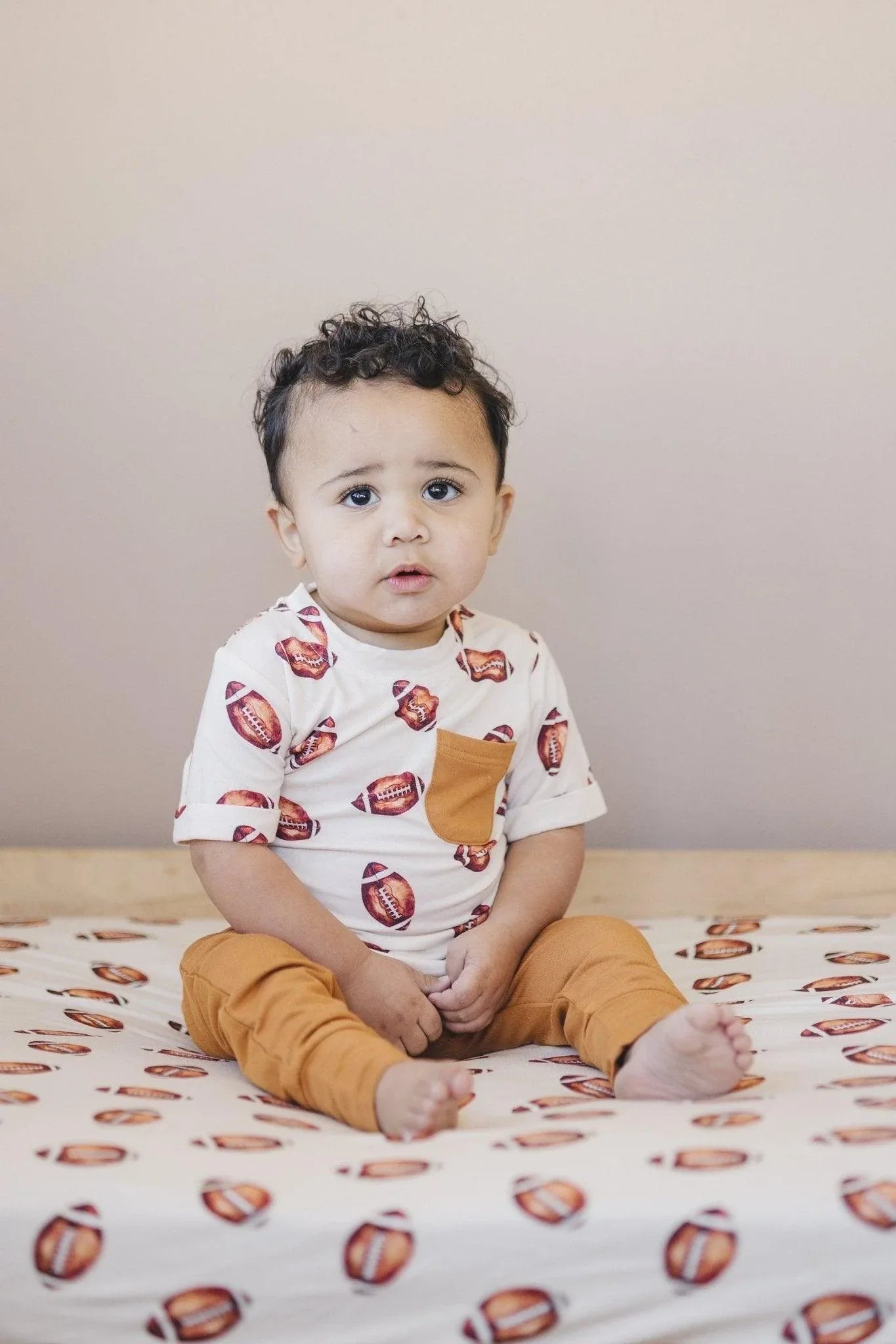 Football Print Bamboo Crib Sheet - BIG FRENCHIES